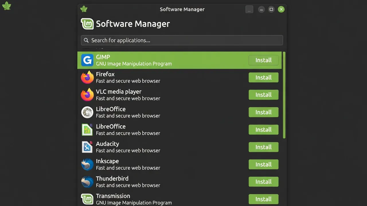 Linux Mint 22 Cinnamon desktop showing the taskbar and application menu