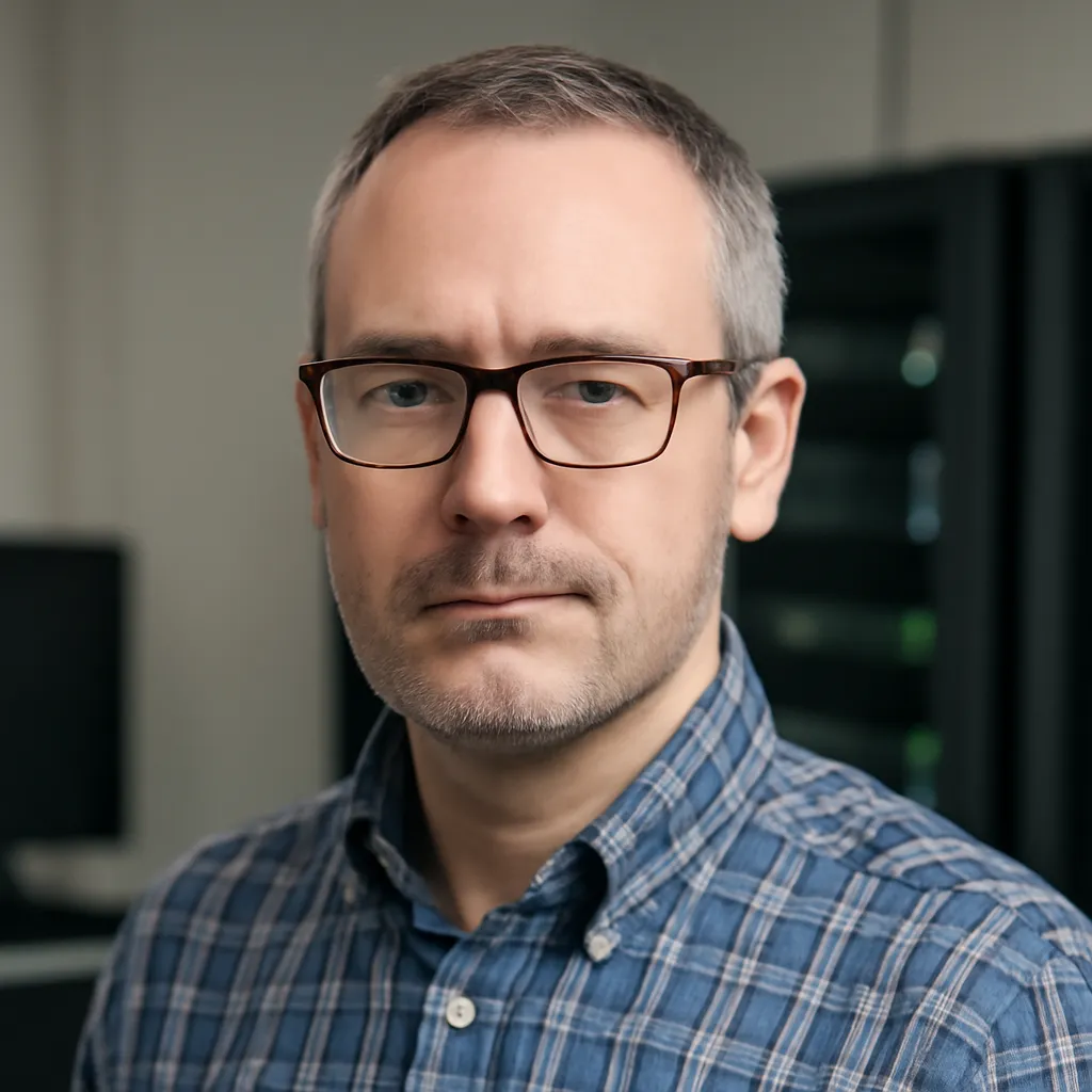 Portrait of Marcus Webb, senior Linux systems administrator interviewed for this cheat sheet