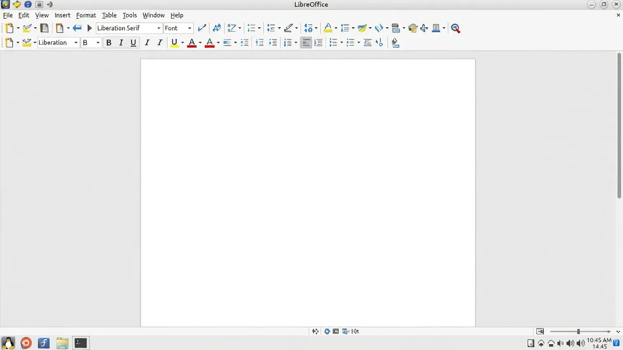 LibreOffice Writer interface on a Linux desktop